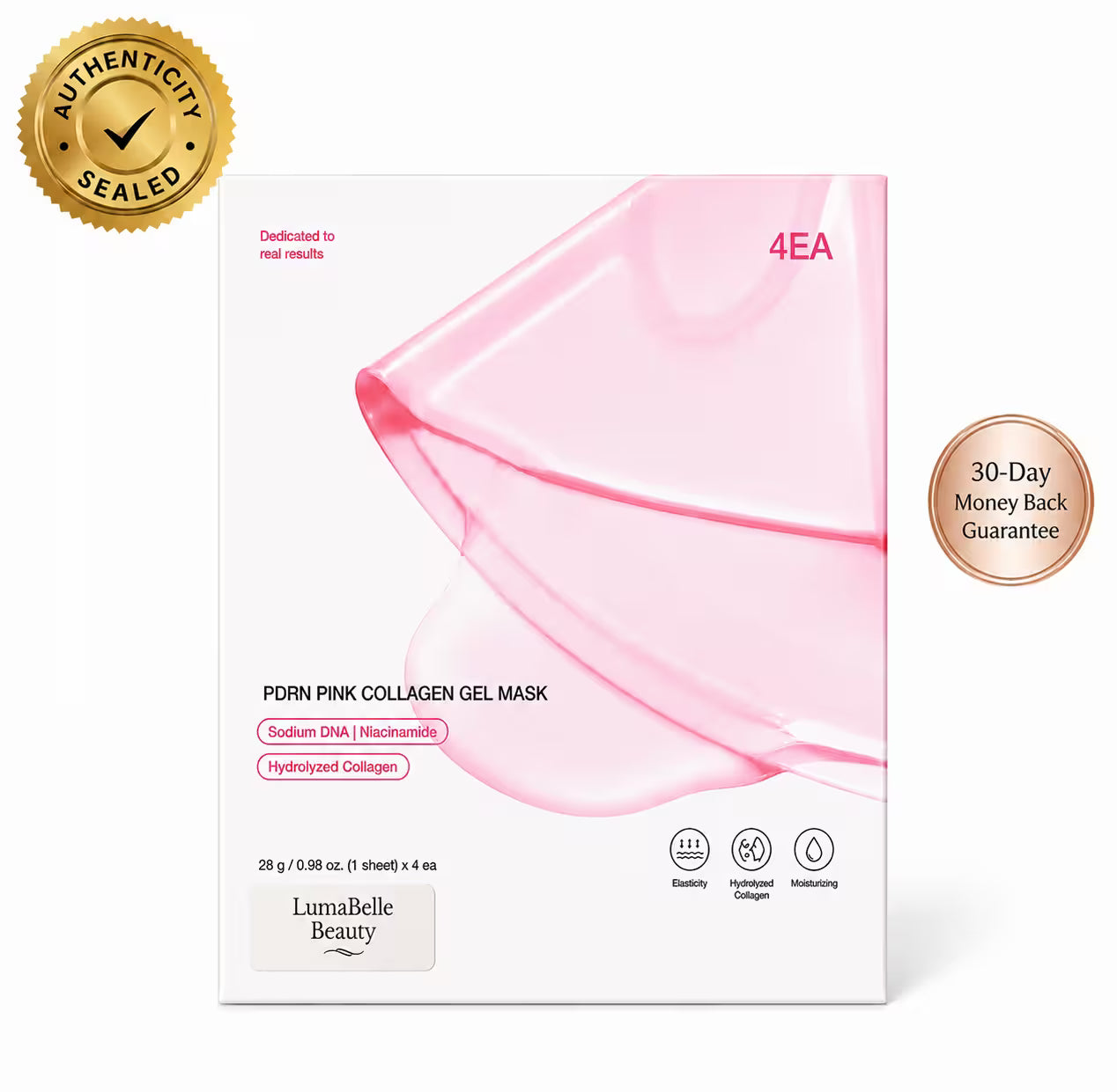 LumaBelle PDRN Pink Collagen Gel Mask — 4 Sheet Set